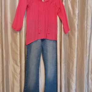 No Boundaries Hot Pink Tassel Blouse